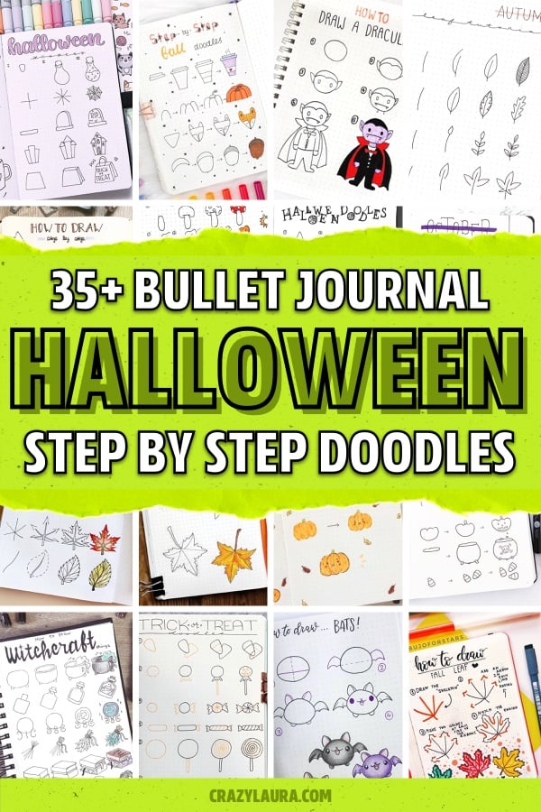 step by step bujo drawings for halloween