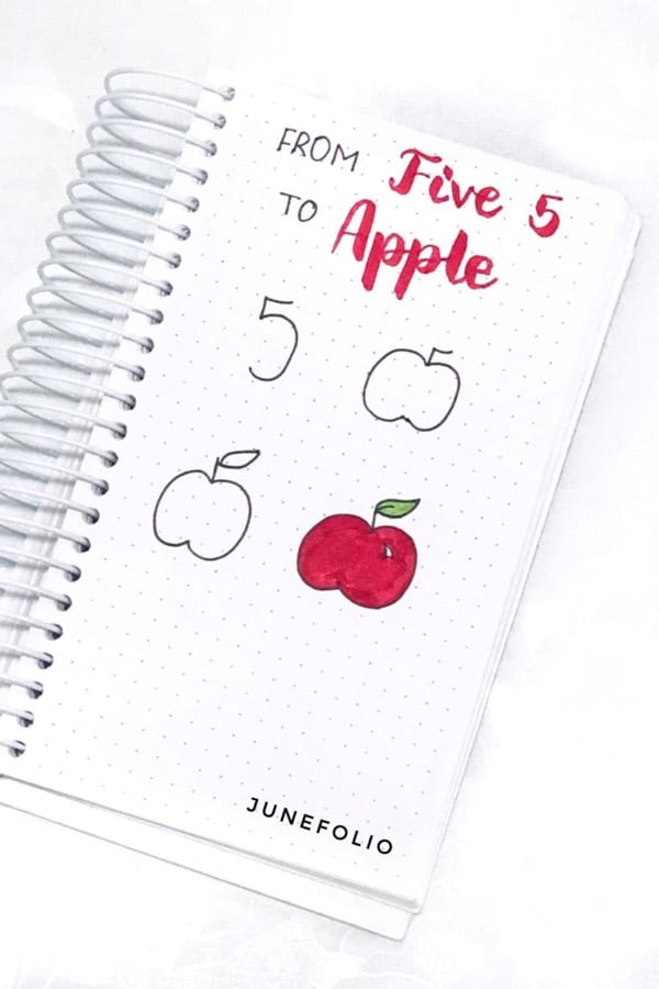 simple way to draw apple in bullet journal