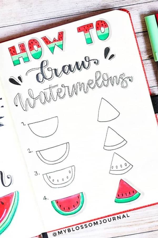 creative food doodles for bullet journals