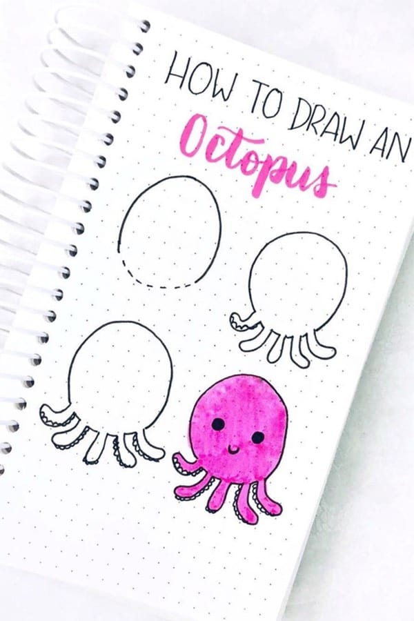 easy octopus doodle for bujo