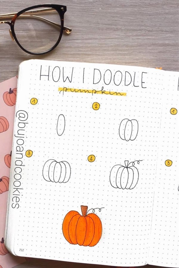 how to doodle pumpkins for bullet journal