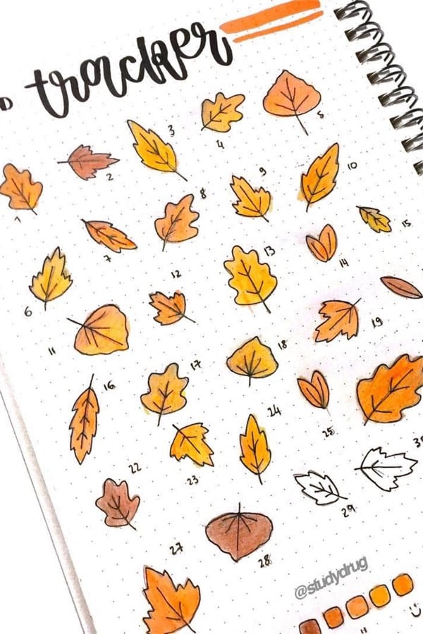 mood tracker with autumn leaf theme