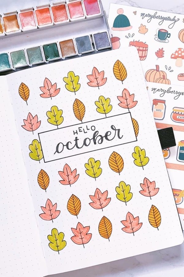 clean october bujo cover example