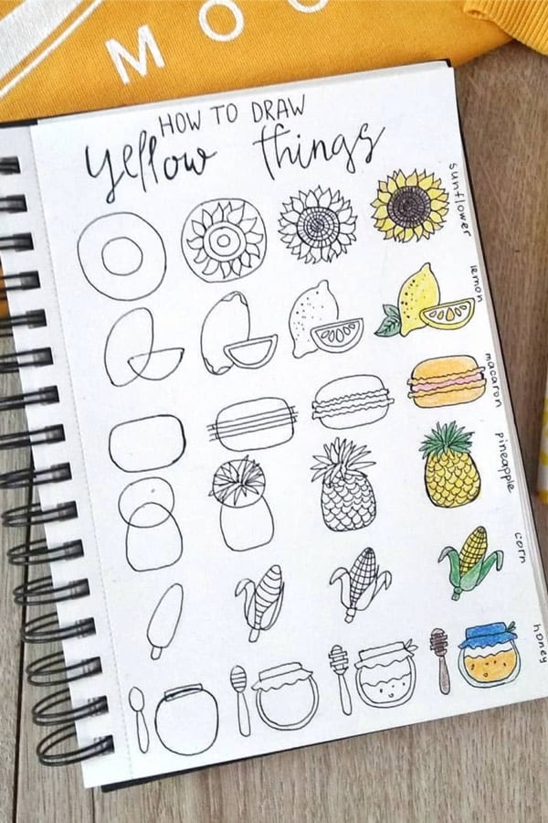 best bullet journal doodle ideas with food