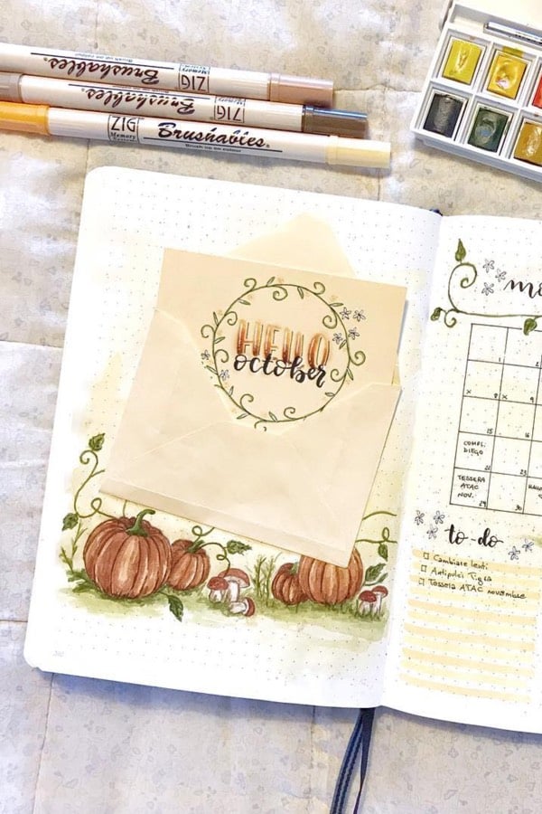 creative bujo cover with letter