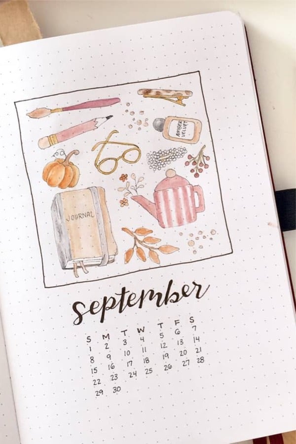 fall doodles for bujo cover spread