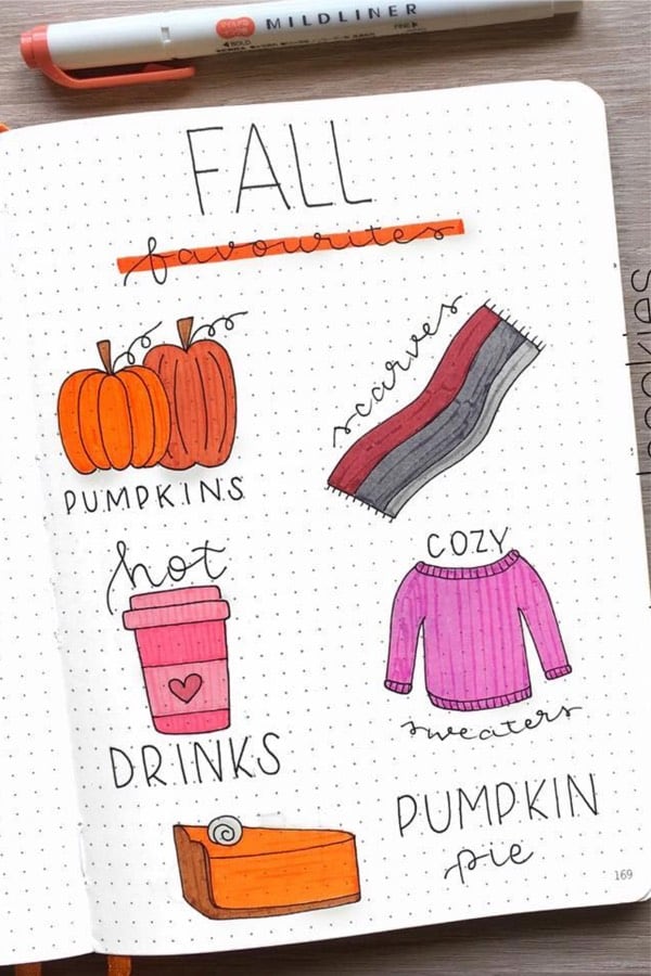 fall drawing ideas for bullet journals