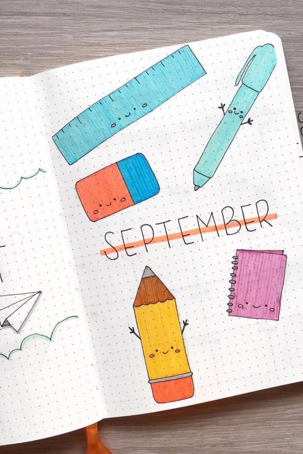 bujo monthly cover ideas for back to school