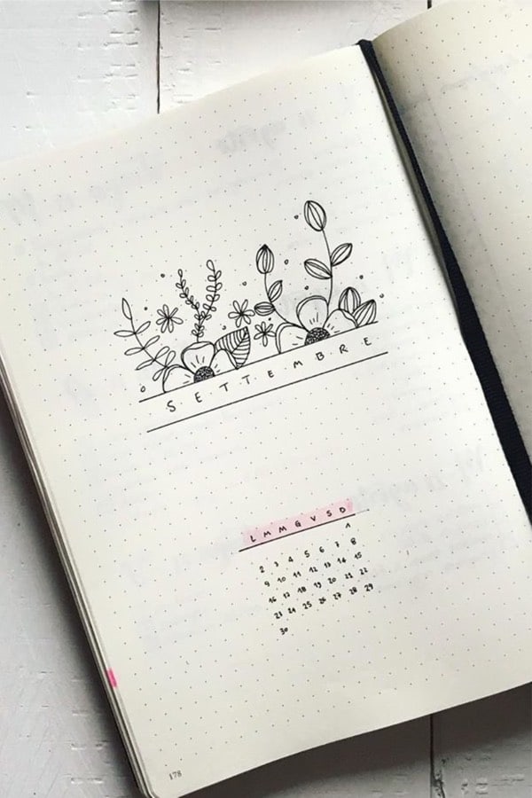 simple bujo cover page examples for september