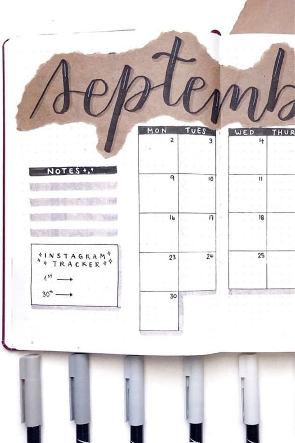 bullet journal monthly overview example
