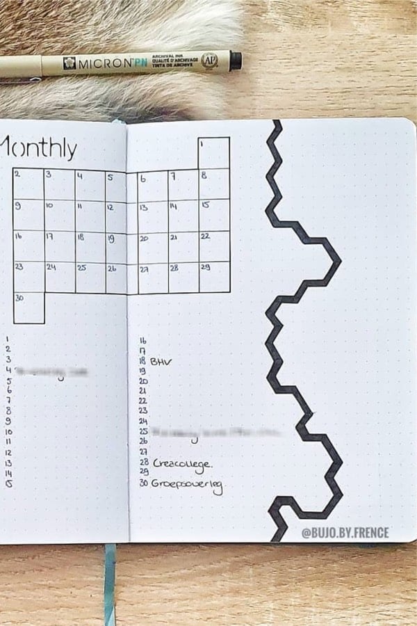 easy layout ideas for monthly log