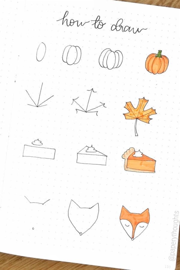 autumn bujo doodles in orange