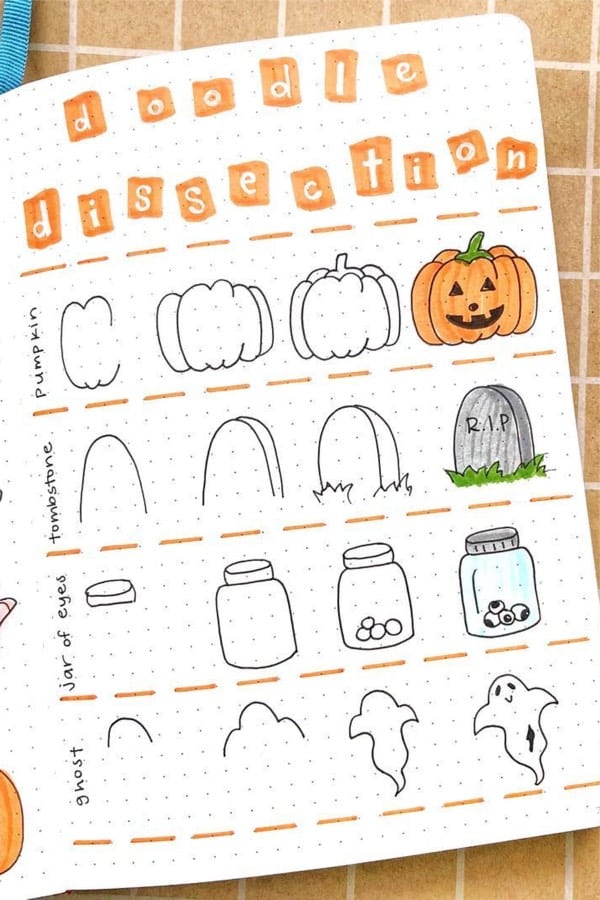 pumpkin doodle ideas for bullet journals