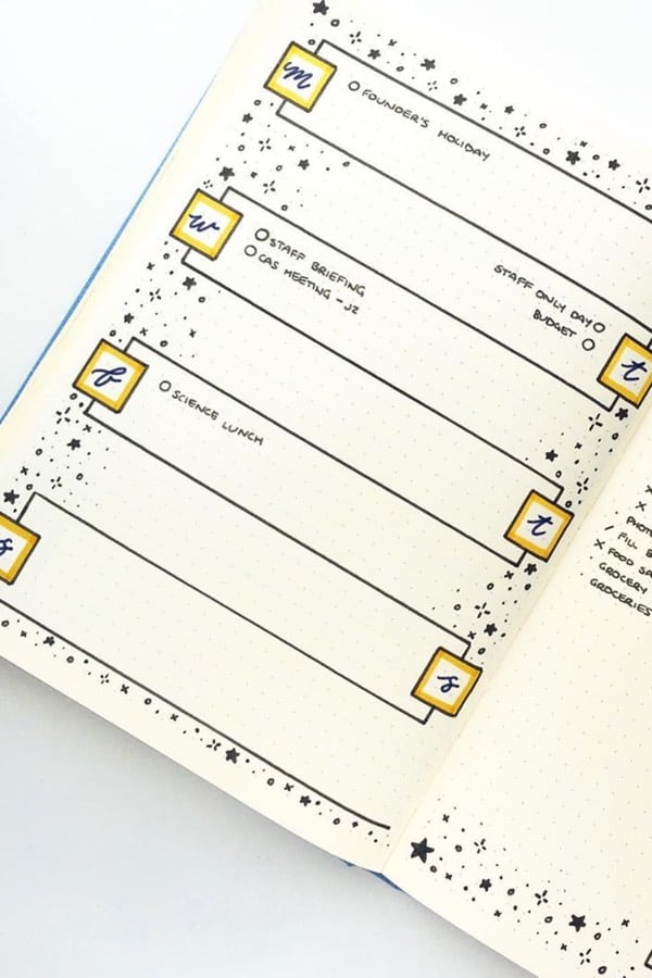september weekly log with yellow