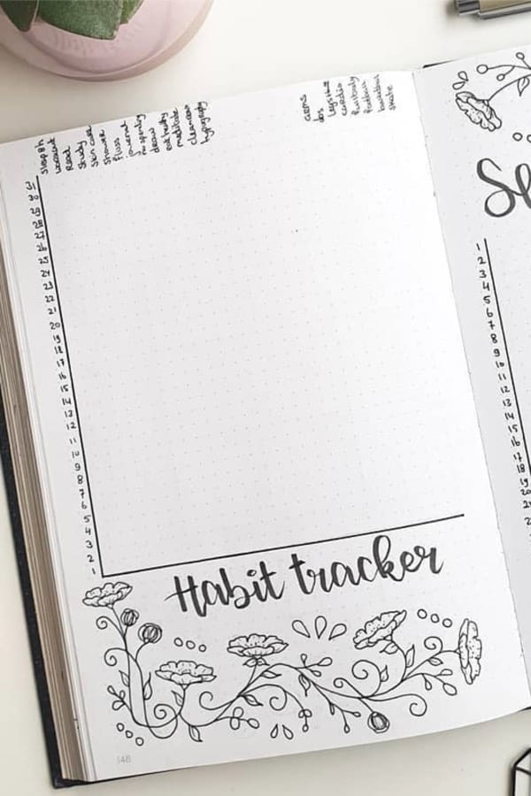 simple bullet journal habit spread for september