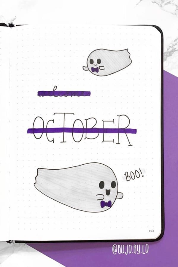 monthly cover with ghost doodles