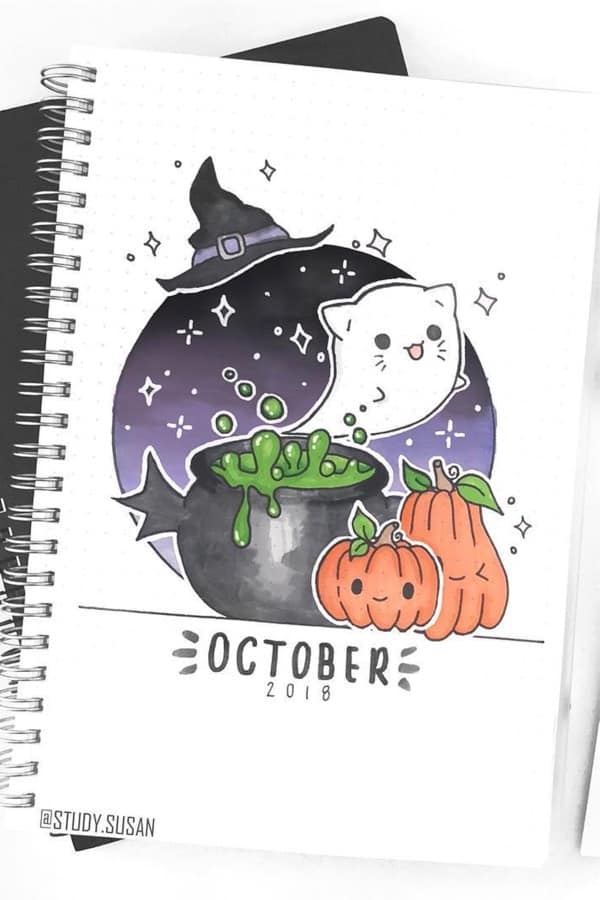 halloween ghost theme bujo cover