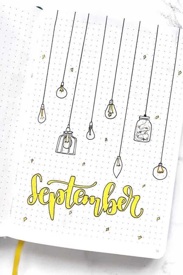 yellow bujo cover page for fall