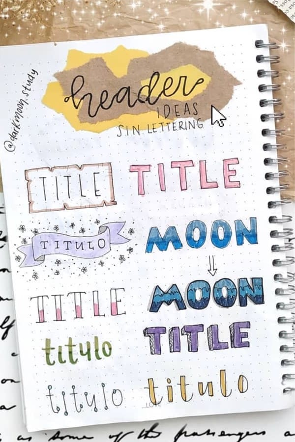 simple title examples for bullet journal