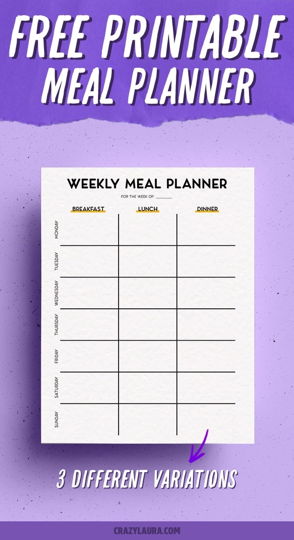 free meal planning printable template
