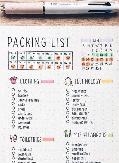 examples of bullet journal packing trackers