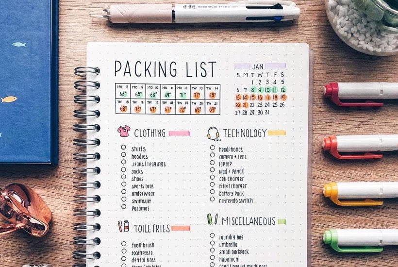 20 Best Packing List Ideas For Bullet Journal Addicts for 2024