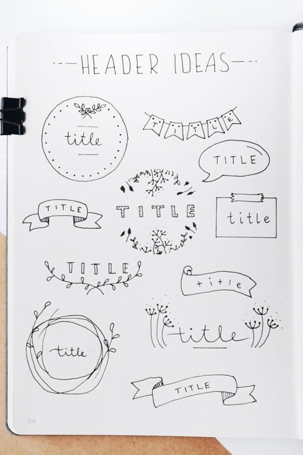 easy bullet journal titles in circle shape