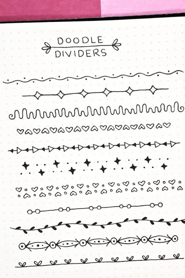 basic bullet journal doodle dividers