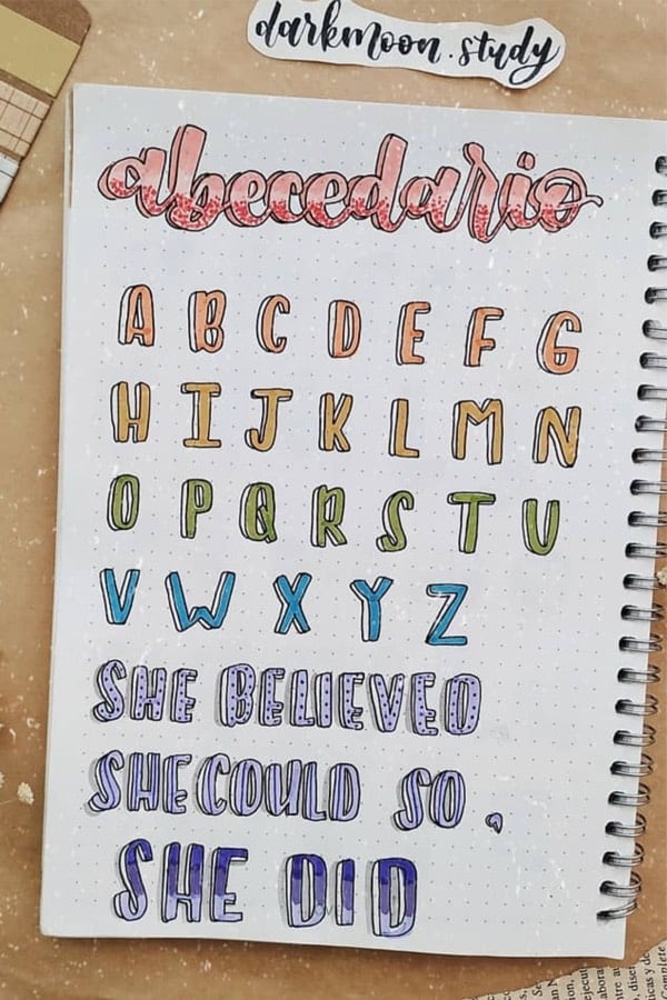 easy letters for bujo title