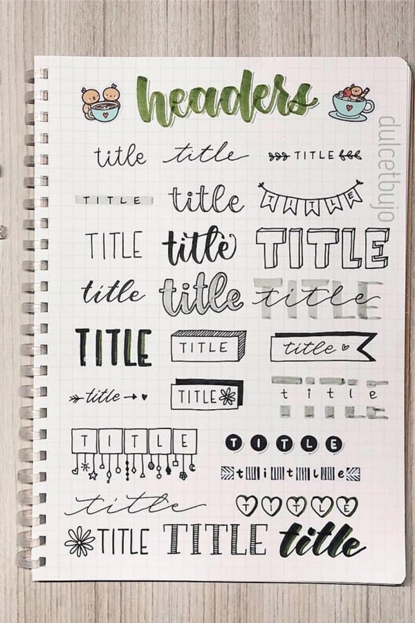 simple bullet journal title examples