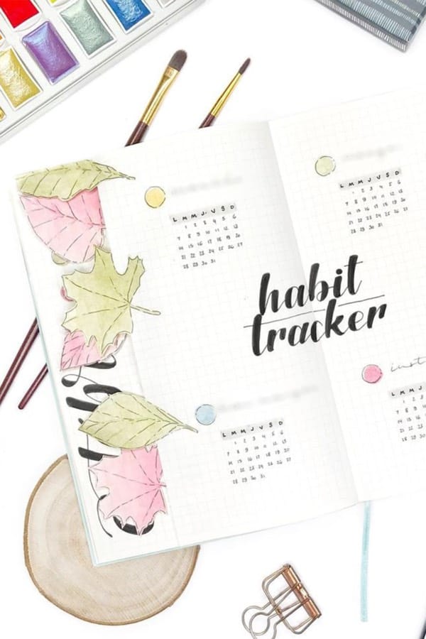 cute habit tracking page for fall