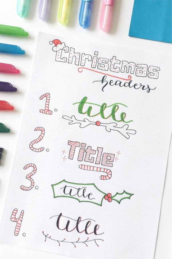 cute title examples for christmas bujo
