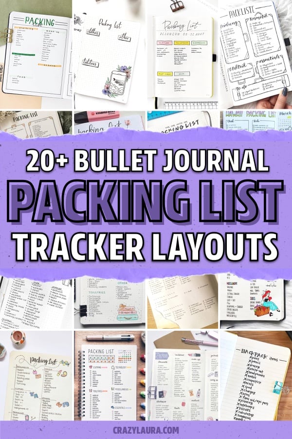 packing tracker layout for bullet journal