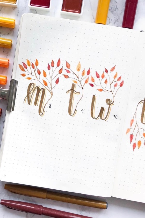 october weekly log with large header