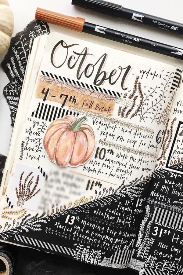 cute weekly log idea with pumpkins