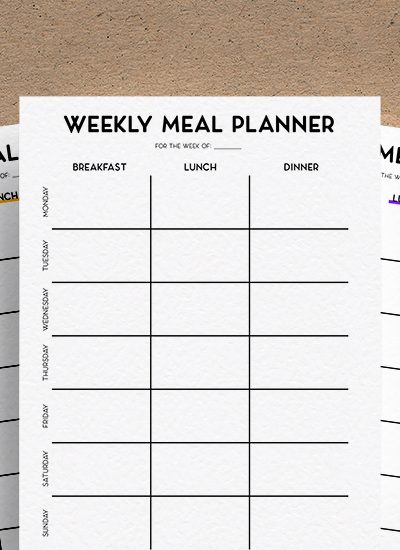 blank meal planner printable