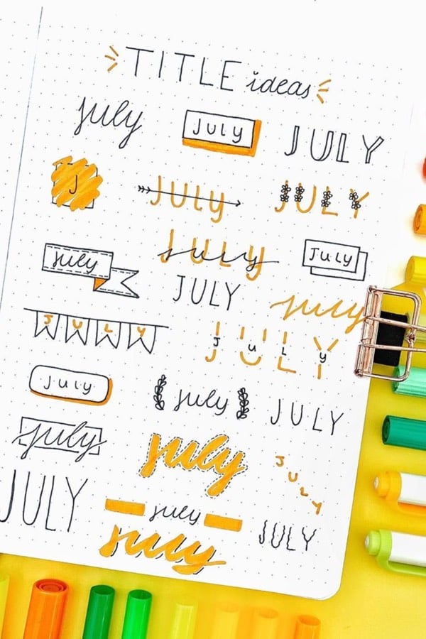 easy july header ideas for bujo