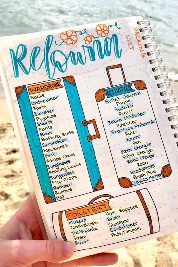 colorful travel tracker with doodles