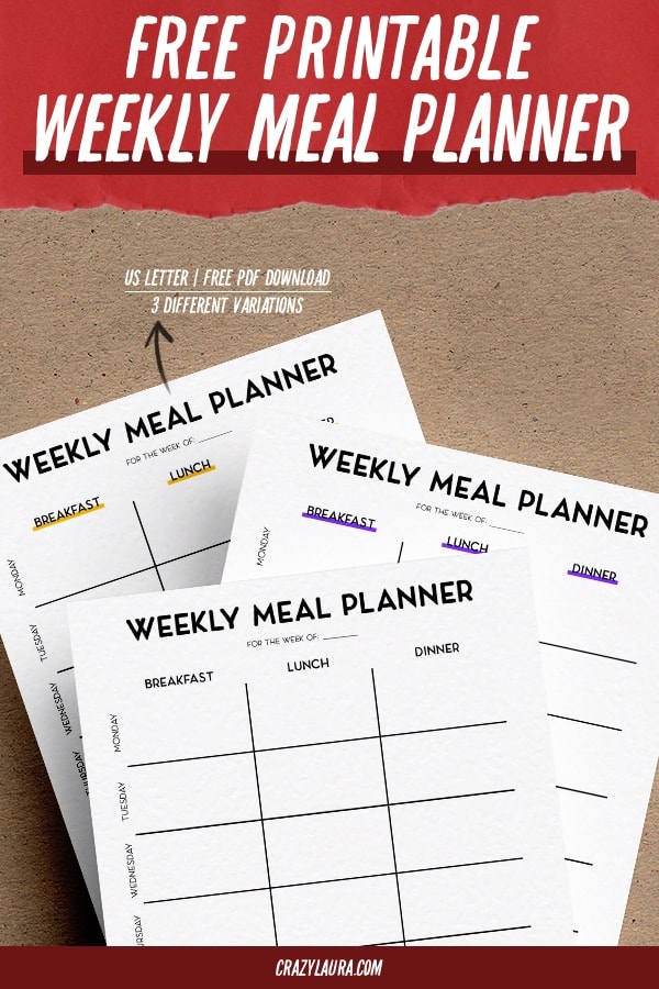 2020 meal planner free printable