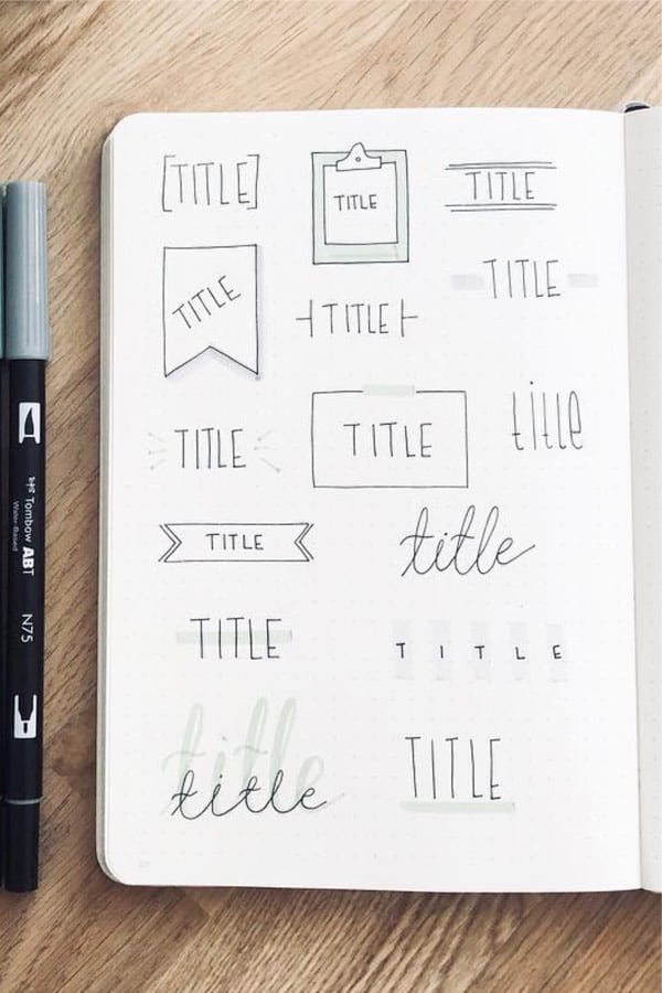 simple title ideas for bullet journal