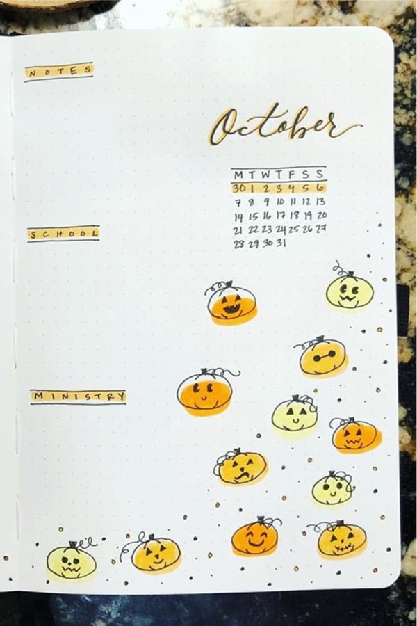 halloween theme weekly layout for bujo