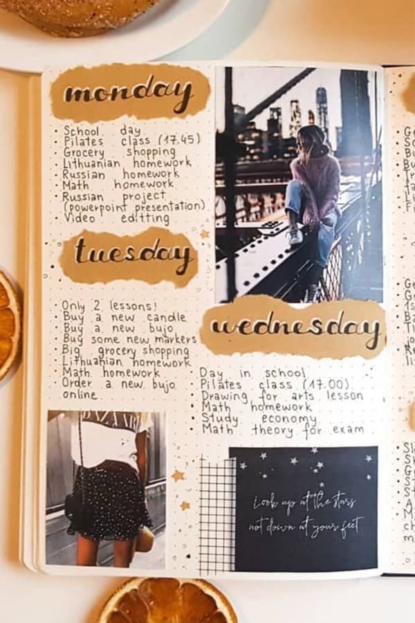 weekly log with brown paper for fall