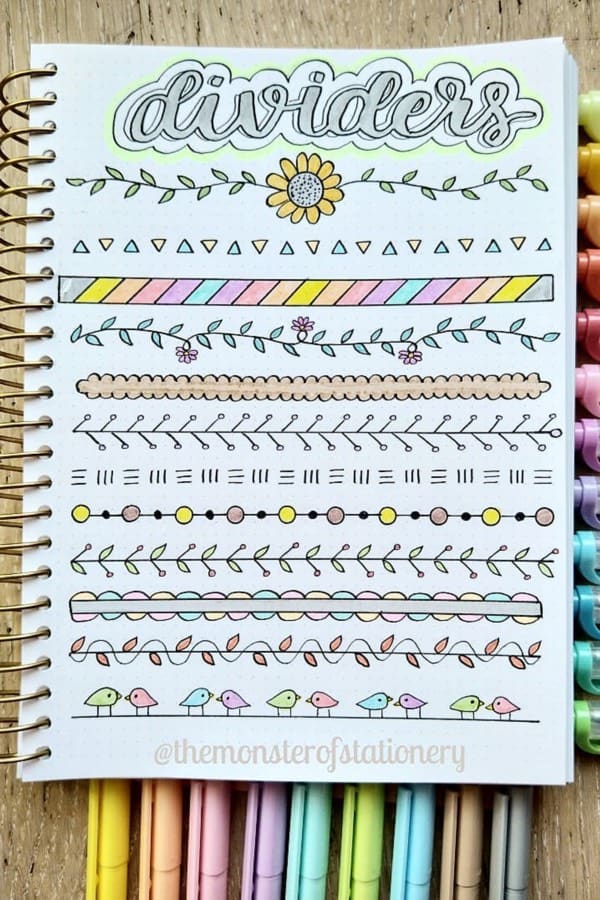 bujo divider ideas with pastel color theme