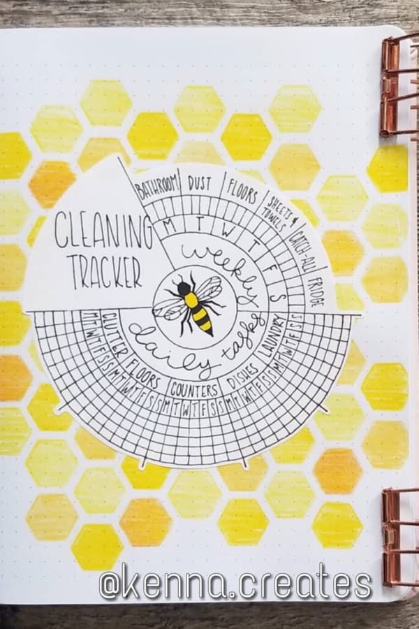 bee theme cleaning tracker for bujos