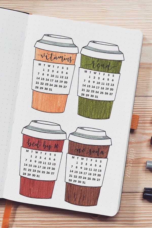coffee theme habit tracking layout