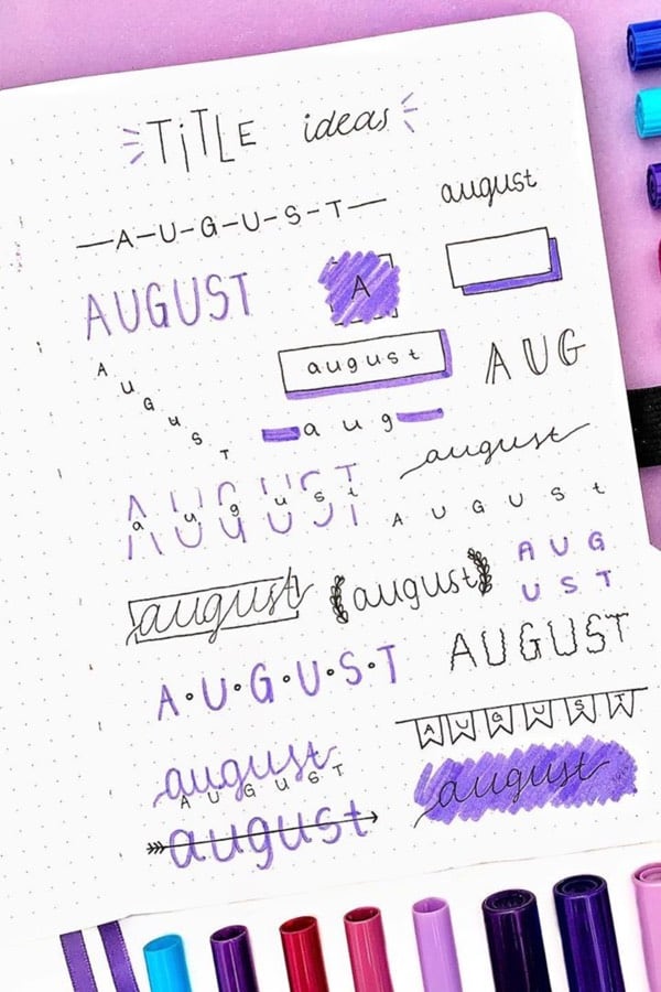 best examples for bullet journal title spread