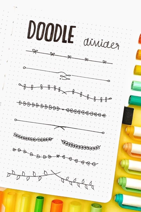 easy way to separate bujo spread with doodles