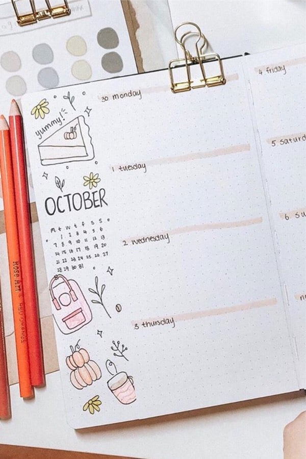weekly spread example for fall