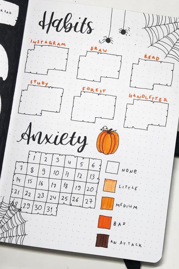 fall themed habit tracker layout
