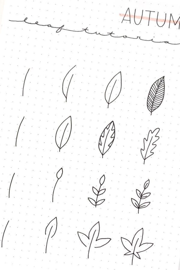 best bujo doodles with autumn leaves